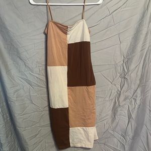 tight fitted knee length shades of brown dress